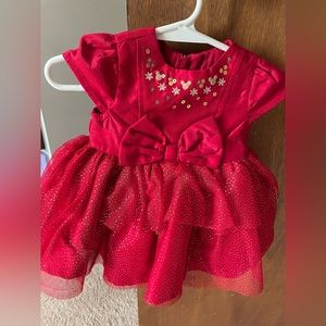 Disney baby red holiday dress size 0-3 months. Comes with diaper cover/red bow